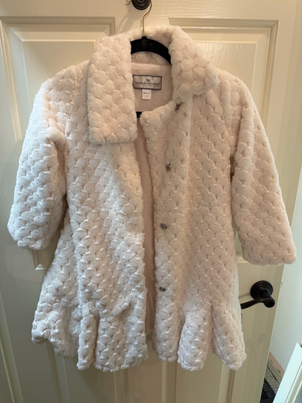 American Widgeon Girls' Cream Faux-Fur Coat